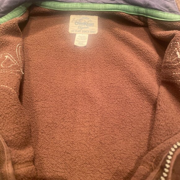 Oshkosh B'gosh Zip Up Hoodie Jacket Boys Size 7 Brown - Picture 6 of 6